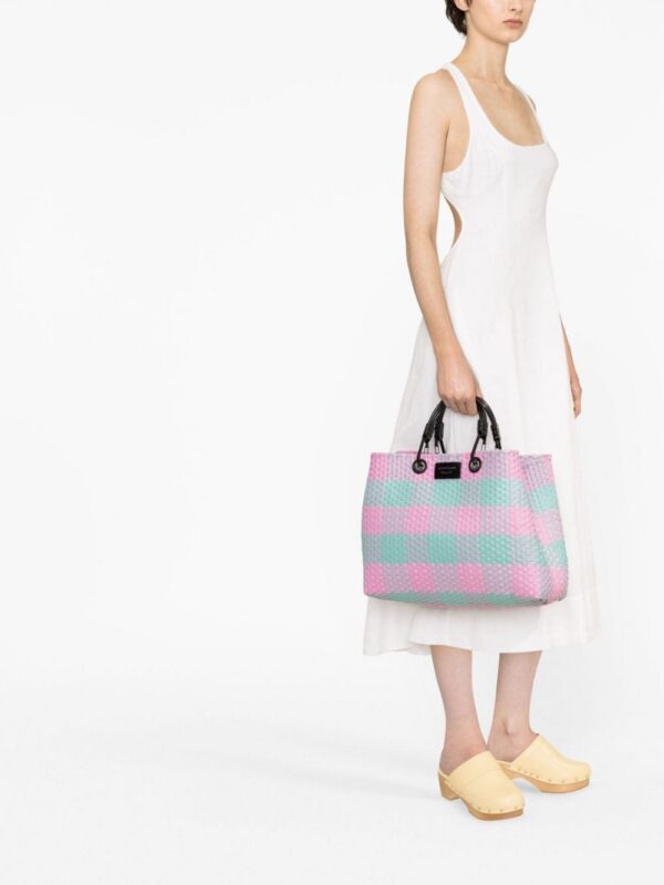 Emporio Armani check-pattern woven tote bag