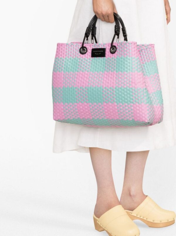 Emporio Armani check-pattern woven tote bag