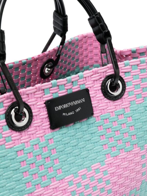Emporio Armani check-pattern woven tote bag