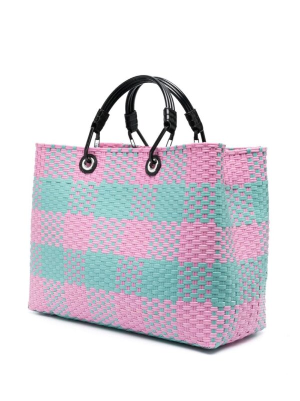 Emporio Armani check-pattern woven tote bag