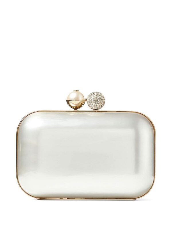 Jimmy Choo Cloud crystal-embellished metallic clutch bag