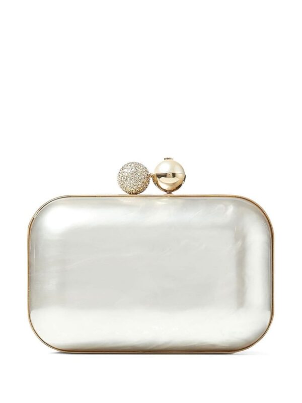 Jimmy Choo Cloud crystal-embellished metallic clutch bag