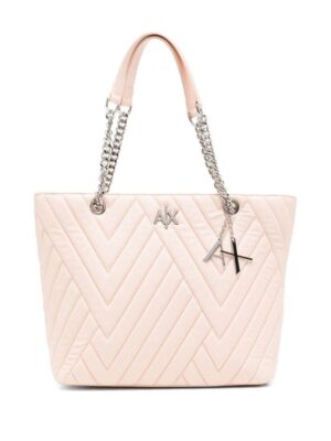 20004238_50335529_1000.jpg Armani Exchange matelassé-effect logo-plaque bag