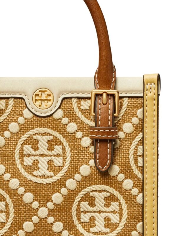 Tory Burch monogram-pattern raffia tote bag