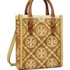 Tory Burch monogram-pattern raffia tote bag