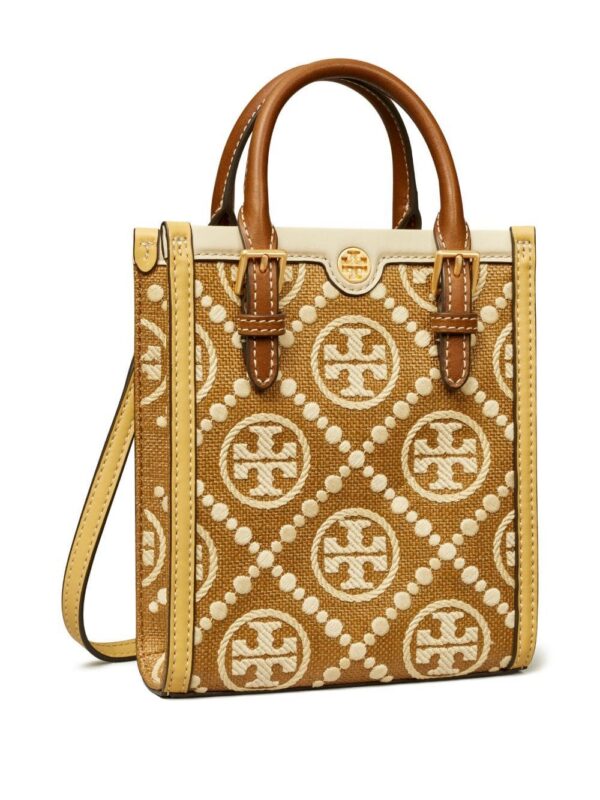 Tory Burch monogram-pattern raffia tote bag