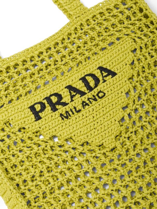 Prada logo-embroidered raffia tote bag