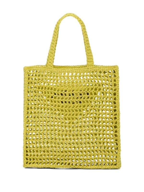 Prada logo-embroidered raffia tote bag