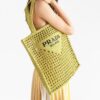Prada logo-embroidered raffia tote bag