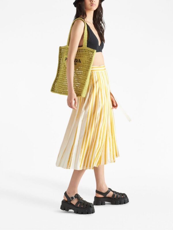 Prada logo-embroidered raffia tote bag