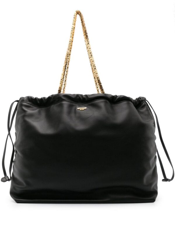 20274488_52020561_1000.jpg Moschino logo-appliqué leather bucket bag