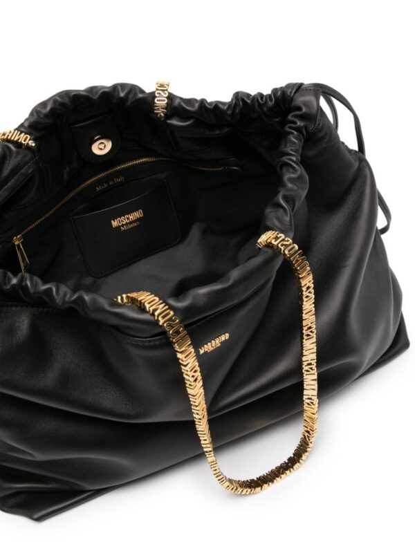 20274488_52020580_1000.jpg Moschino logo-appliqué leather bucket bag
