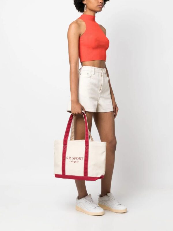 Sporty & Rich  logo-embroidered canvas tote bag