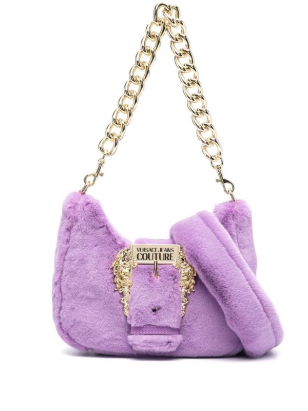 20510604_50583733_1000.jpg Versace Jeans Couture Baroque-buckle faux-fur shoulder bag