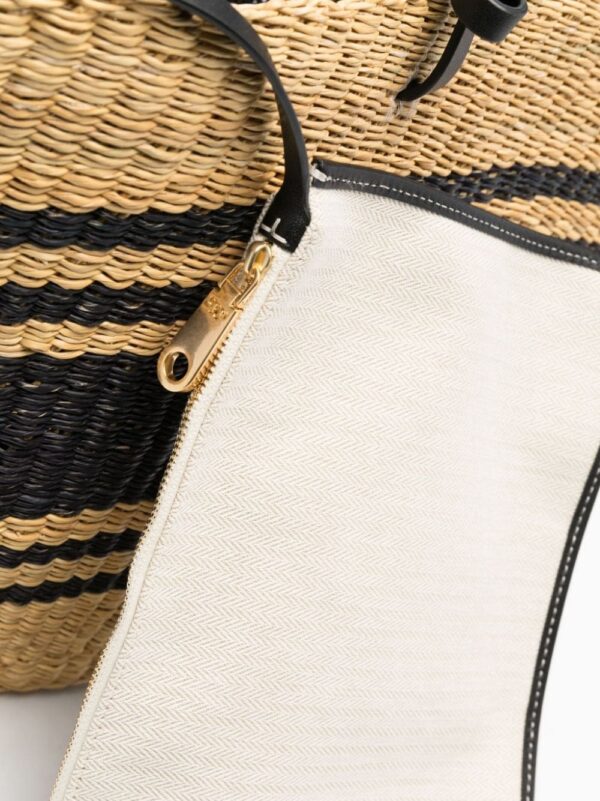 Tory Burch Ella striped raffia tote bag