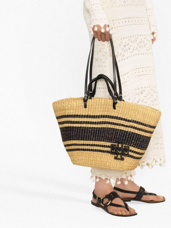 Tory Burch Ella striped raffia tote bag