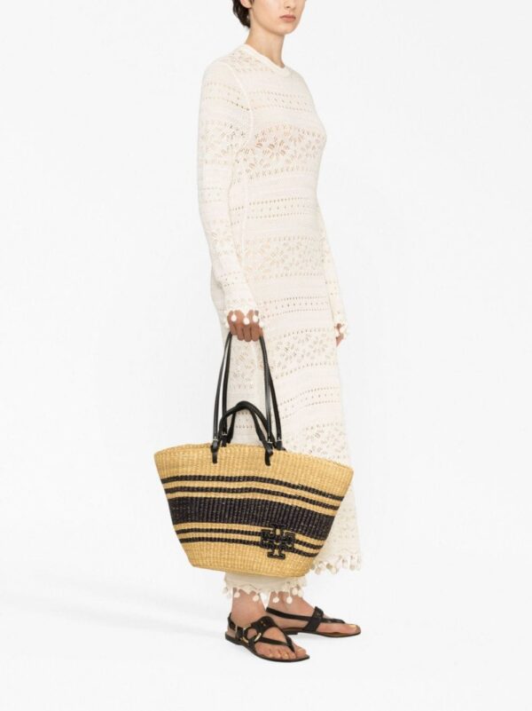 Tory Burch Ella striped raffia tote bag
