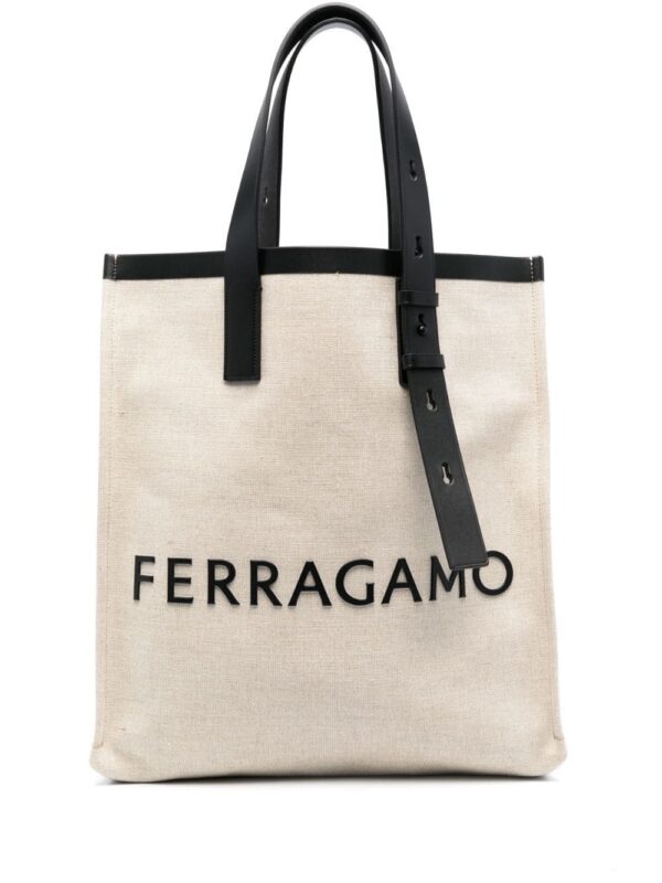 20807754_50757133_1000.jpg Ferragamo logo-lettering canvas tote bag