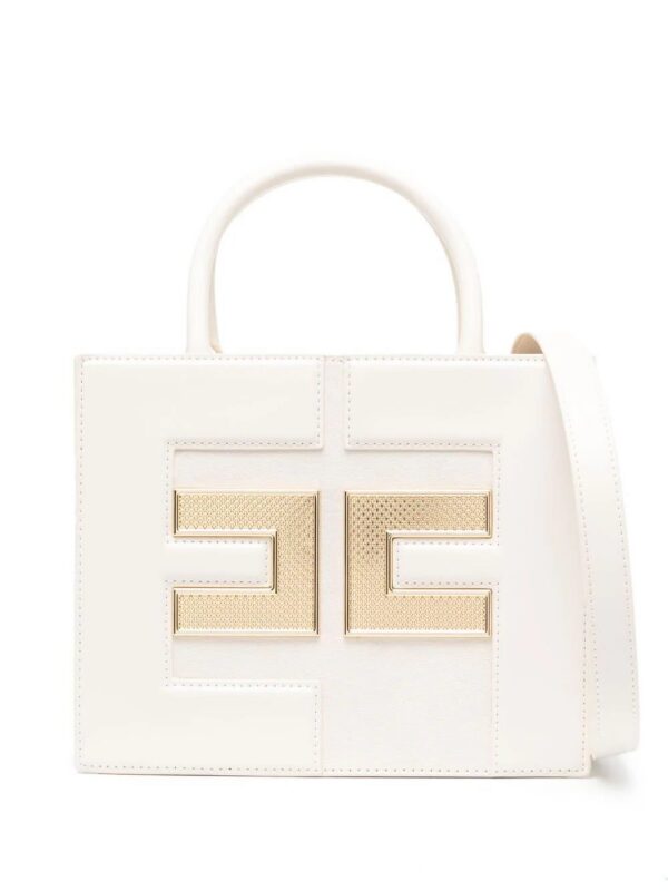 20873754_50871045_1000.jpg Elisabetta Franchi logo plaque faux-leather tote bag