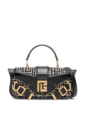 20989359_51070379_1000.jpg Balmain Blaze monogram-jacquard leather clutch bag