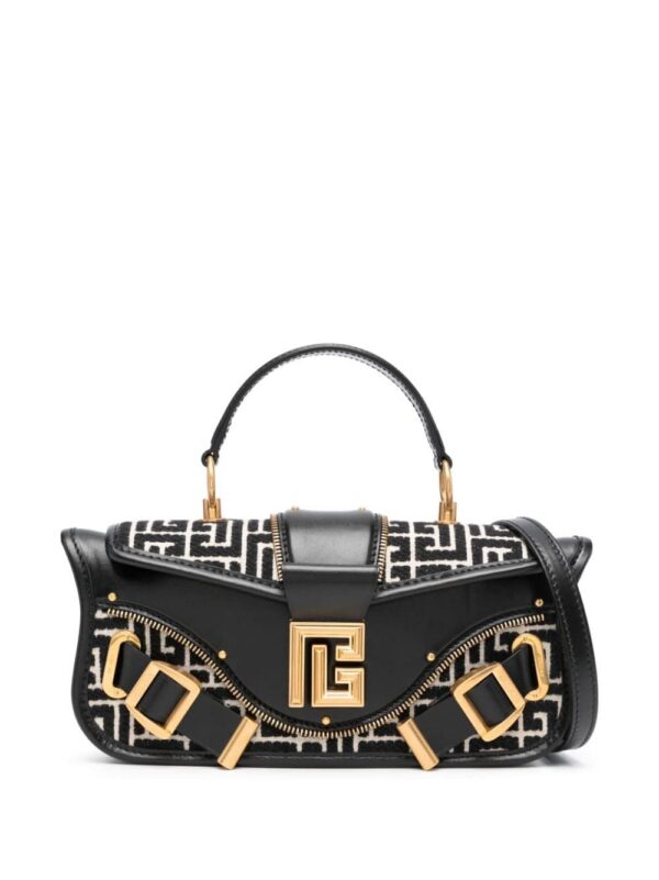 20989359_51070379_1000.jpg Balmain Blaze monogram-jacquard leather clutch bag