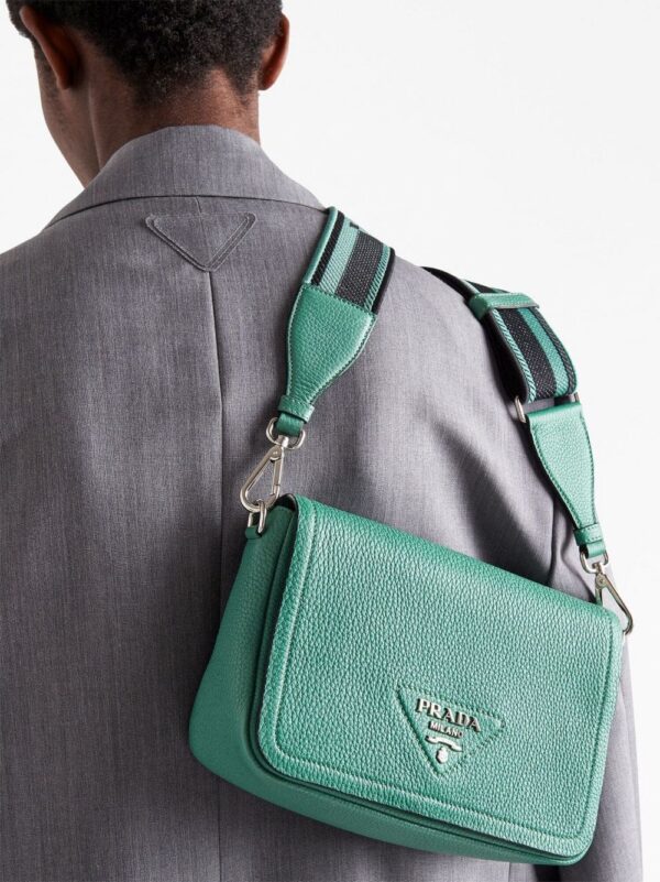 Prada logo-plaque leather shoulder bag