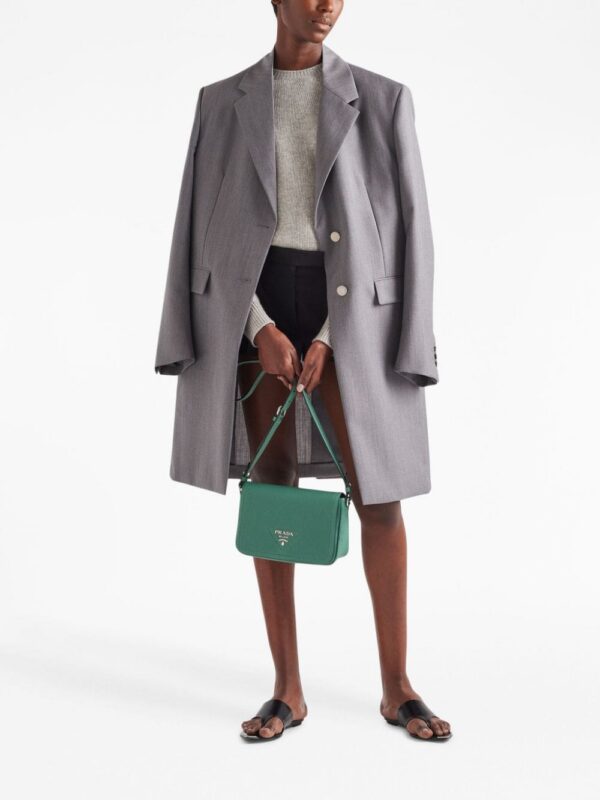 Prada logo-plaque leather shoulder bag
