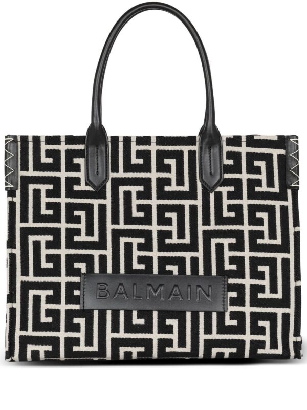 20113069_45315435_1000.jpg Balmain monogram-jacquard medium shopper bag