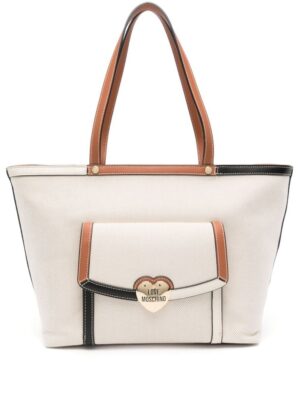 21773673_52578485_1000.jpg Love Moschino logo-plaque canvas tote bag