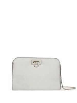 21832390_52055254_1000.jpg Ferragamo mini Diana metallic-finish clutch