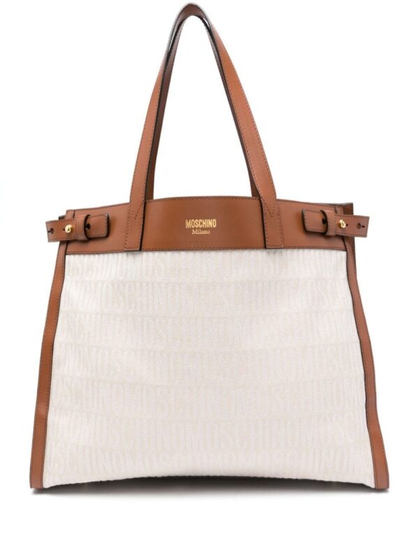 21851094_51683803_1000.jpg Moschino logo-jacquard open-top tote bag