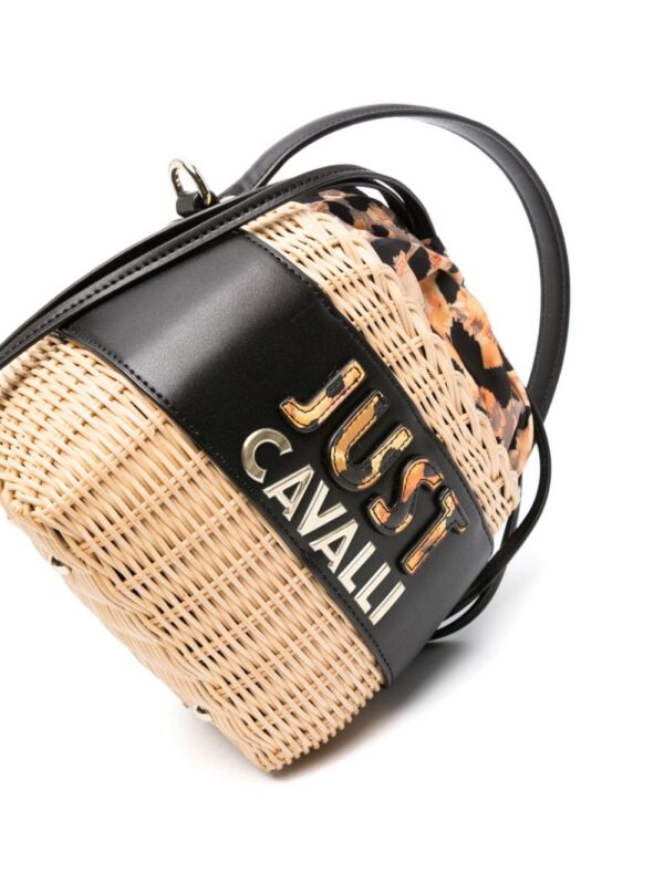 22079578_52073524_1000.jpg Just Cavalli basket-weave logo-embossed bucket bag