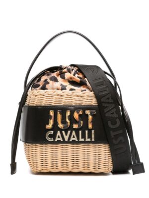 22079578_52073536_1000.jpg Just Cavalli basket-weave logo-embossed bucket bag
