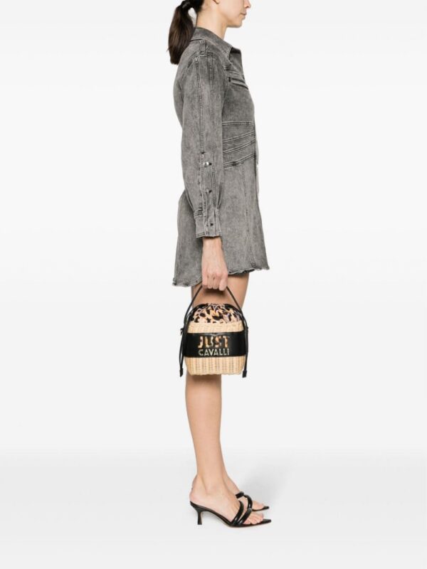 22079578_52080210_1000.jpg Just Cavalli basket-weave logo-embossed bucket bag