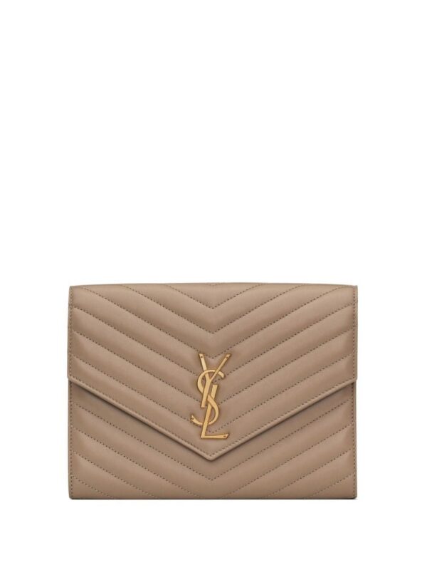 22350916_53769940_1000.jpg Saint Laurent logo-plaque quilted clutch bag