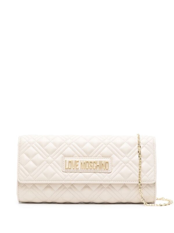 22465213_52798393_1000.jpg Love Moschino logo-lettering quilted clutch bag