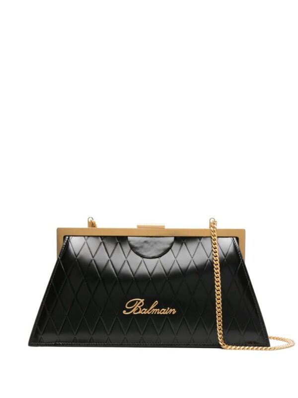 22749196_53422700_1000.jpg Balmain grid-embossed leather clutch bag