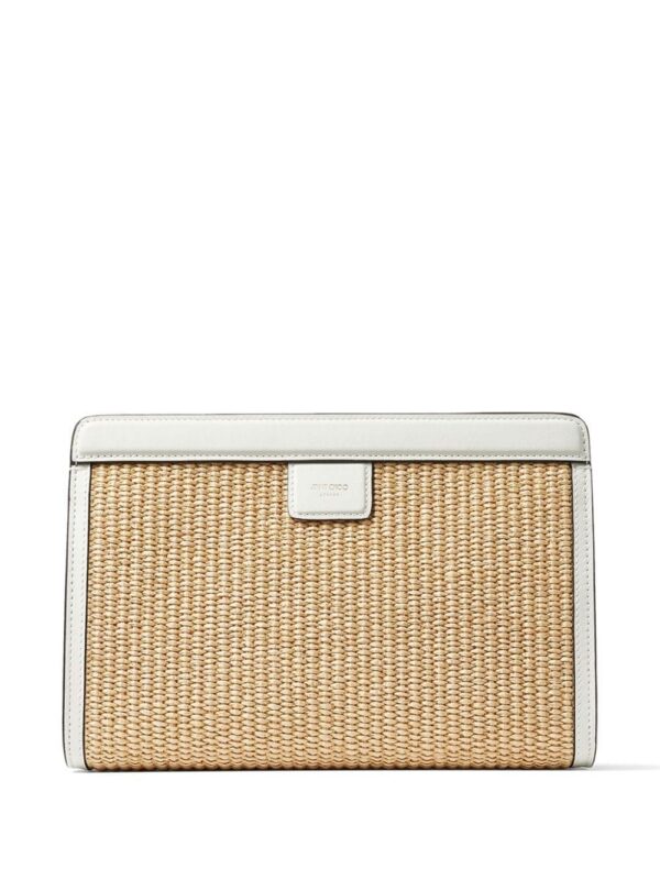 22851481_53316055_1000.jpg Jimmy Choo Avenue logo-embroidered woven clutch