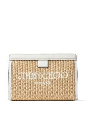 22851481_53316071_1000.jpg Jimmy Choo Avenue logo-embroidered woven clutch