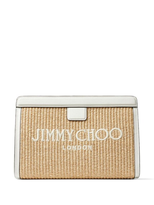 22851481_53316071_1000.jpg Jimmy Choo Avenue logo-embroidered woven clutch