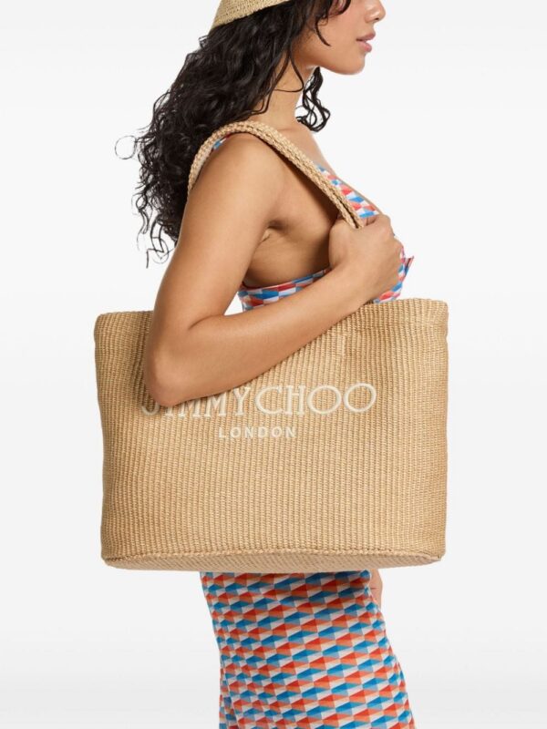 22855094_53316042_1000.jpg Jimmy Choo logo-embroidered raffia beach bag