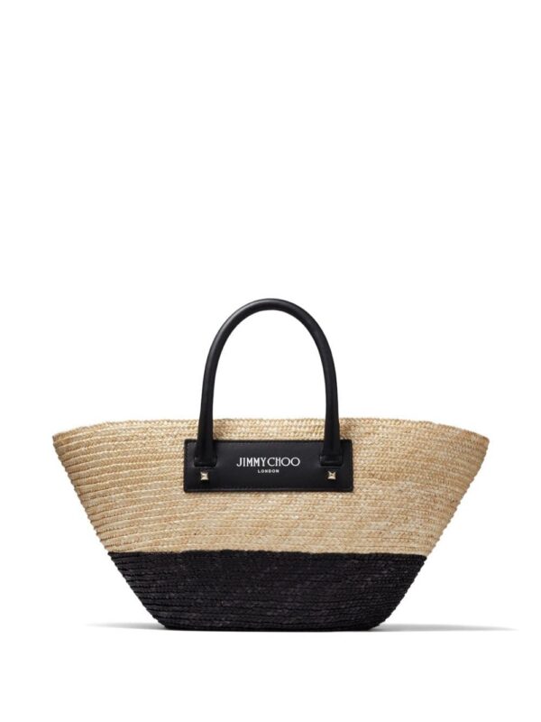 22855097_53060717_1000.jpg Jimmy Choo small logo-print raffia tote bag