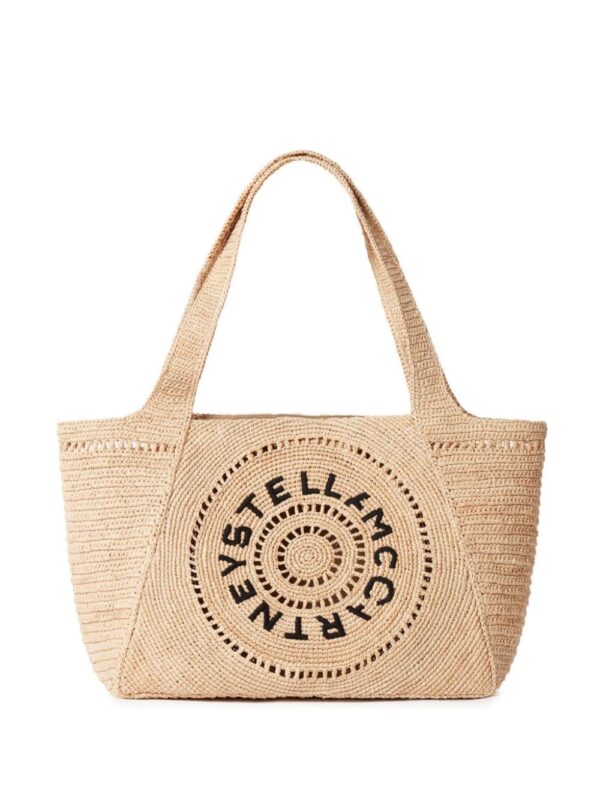 23376395_53857711_1000.jpg Stella McCartney embroidered-logo raffia tote bag