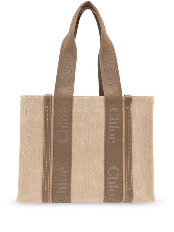 23780031_53896371_1000.jpg Chloé medium Woody logo-strap linen tote bag