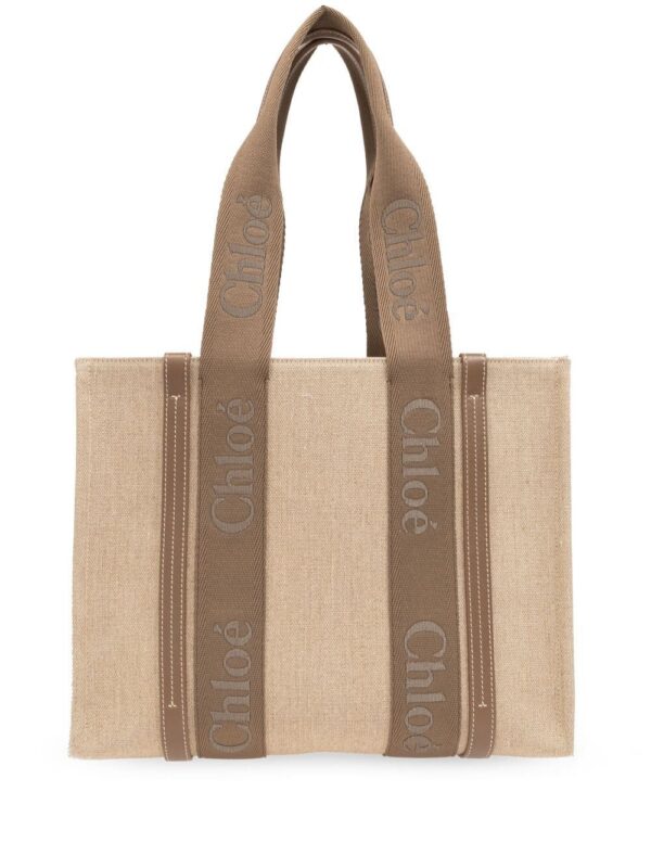 23780031_53896380_1000.jpg Chloé medium Woody logo-strap linen tote bag