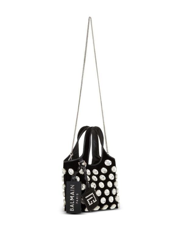 Balmain crystal-embellished velvet tote bag