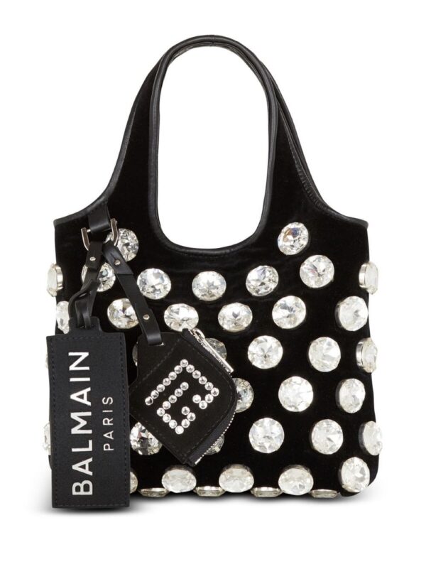 Balmain crystal-embellished velvet tote bag