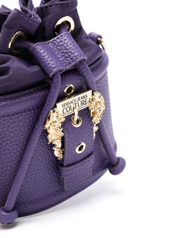 21478643_51460273_1000.jpg Versace Jeans Couture logo-engraved decorative-buckle bucket bag