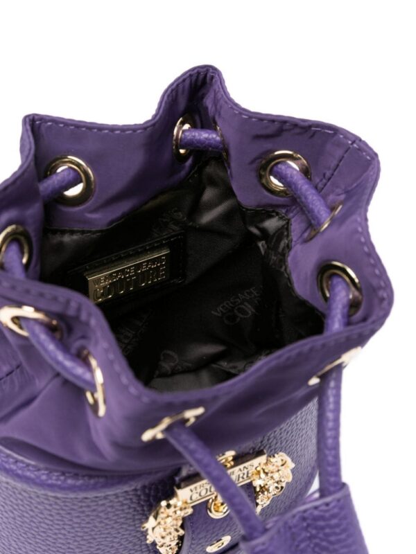 21478643_51460288_1000.jpg Versace Jeans Couture logo-engraved decorative-buckle bucket bag
