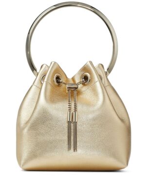 21501182_51547684_1000.jpg Jimmy Choo Bon Bon metallic-finish bucket bag